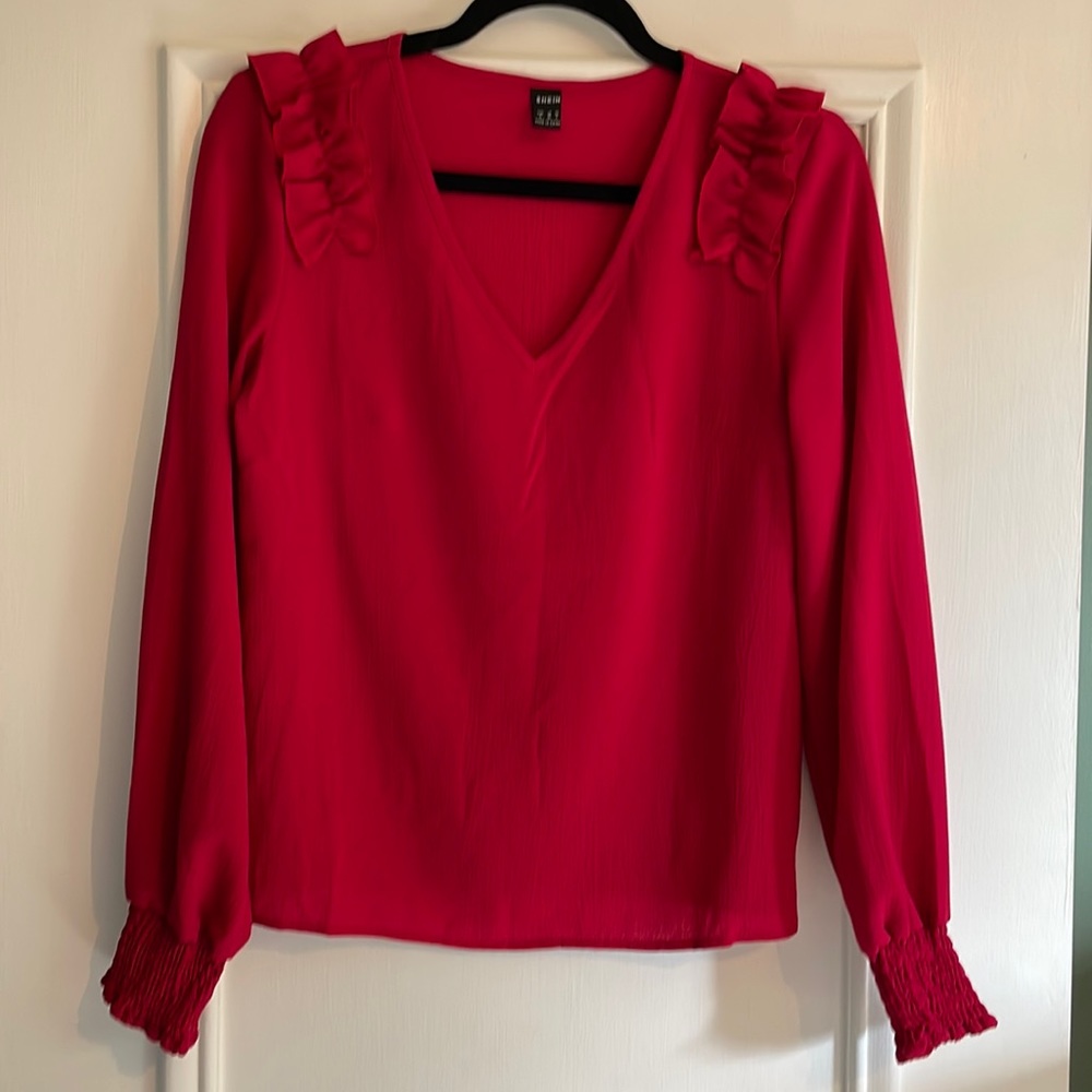 Red Ruffle Blouse